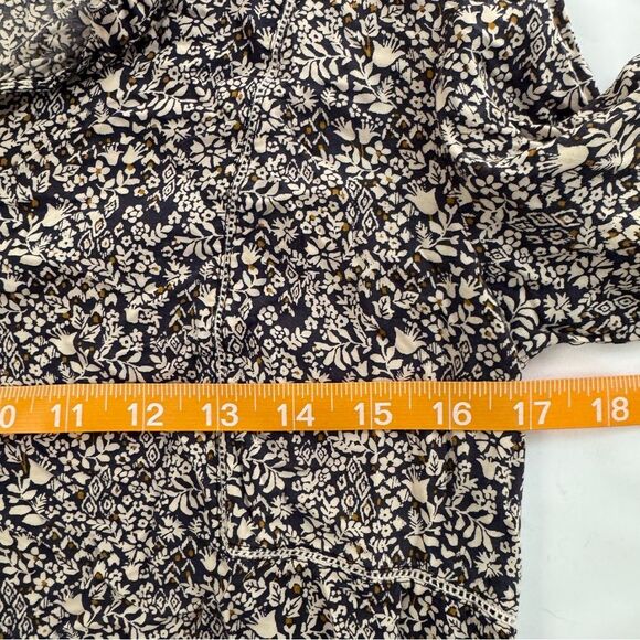 Lucky Brand Floral V Neck Long Sleeve Top Size S Boho Peasant 70s Hippie Casual - Picture 4 of 9